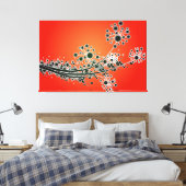 Futuristische abstracte bloemen-rode canvas print (Insitu (Slaapkamer))