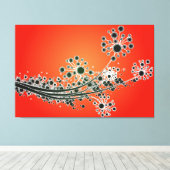 Futuristische abstracte bloemen-rode canvas print (Insitu (Houten vloer))