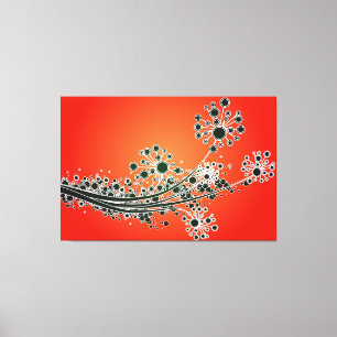 Futuristische abstracte bloemen-rode canvas print