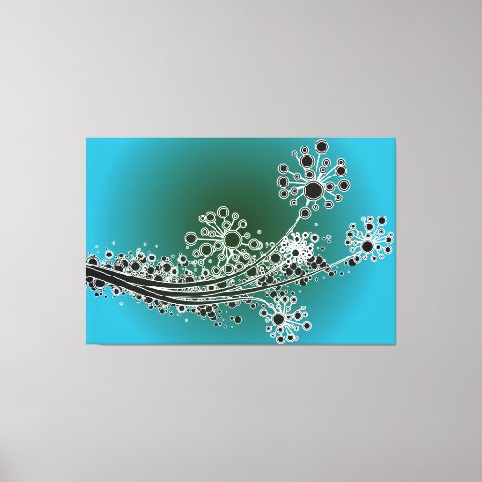 Futuristische abstracte bloemen-Turquoise canvas p (Voorkant)