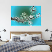 Futuristische abstracte bloemen-Turquoise canvas p (Insitu (Slaapkamer))