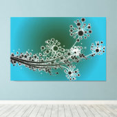 Futuristische abstracte bloemen-Turquoise canvas p (Insitu (Houten vloer))