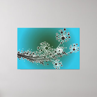 Futuristische abstracte bloemen-Turquoise canvas p