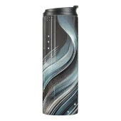 Futuristische Abstracte Blue & Silver Thermal Tumb Thermosbeker (Gedraaid links)