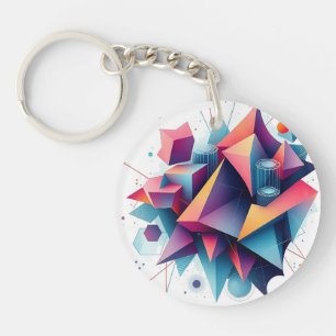 Futuristische Abstracte geometrische vormen met Ne Sleutelhanger