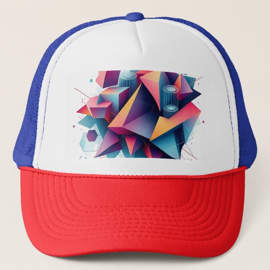 Futuristische Abstracte geometrische vormen met Ne Trucker Pet (Voorkant)