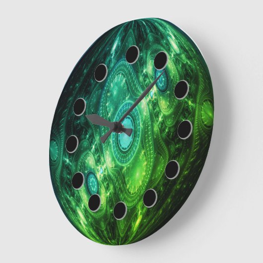 Futuristische Abstracte groene gloedklok Grote Klok (Hoek)