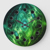Futuristische Abstracte groene gloedklok Grote Klok (Voorkant)