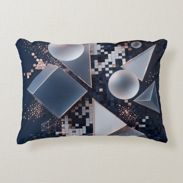 Futuristische Abstracte Kerst Mosaic 3D Accent Kussen (Voorkant)
