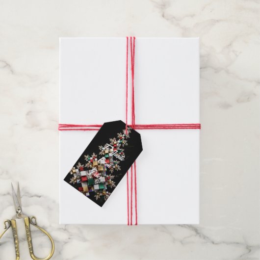 Futuristische Abstracte Kerst Mosaic 3D - Cadeaulabel (Met Touw)