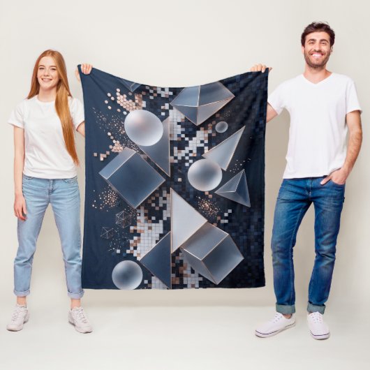 Futuristische Abstracte Kerst Mosaic 3D Fleece Deken (In situ)