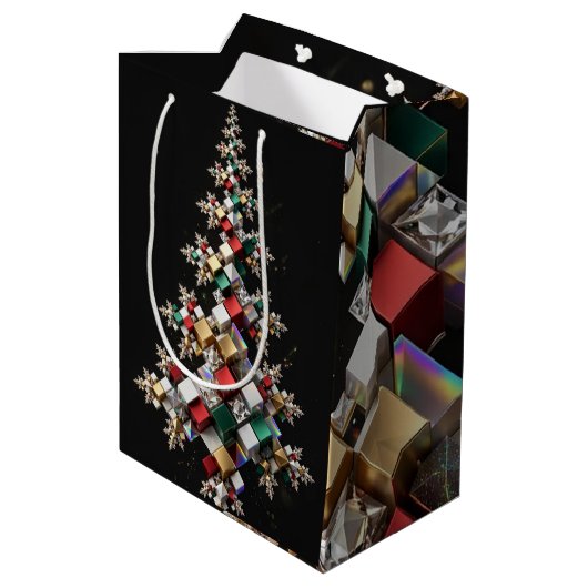 Futuristische Abstracte Kerst Mosaic 3D - Medium Cadeauzakje (Achterkant Gekanteld)