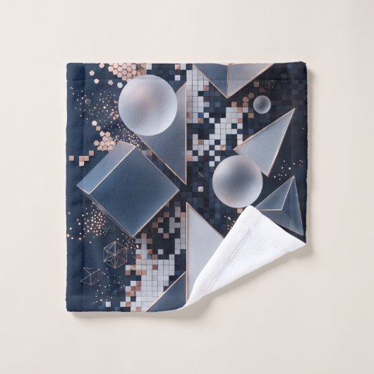 Futuristische Abstracte Kerst Mosaic 3D Washandje (Wasdoekje)