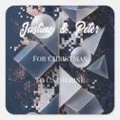 Futuristische Abstracte Kerst Mozaïek 3D Vierkante Sticker (Voorkant)