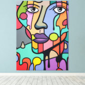 Futuristische Abstracte kleurrijke levendige kunst Canvas Afdruk (Insitu (Houten vloer))