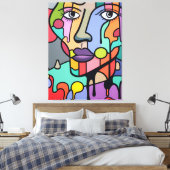 Futuristische Abstracte kleurrijke levendige kunst Canvas Afdruk (Insitu (Slaapkamer))