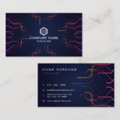 Futuristische Abstracte lijnen Donkere moderne tec Visitekaartje (Voorkant / Achterkant)