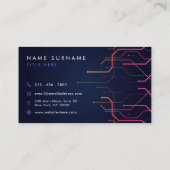 Futuristische Abstracte lijnen Donkere moderne tec Visitekaartje (Achterkant)