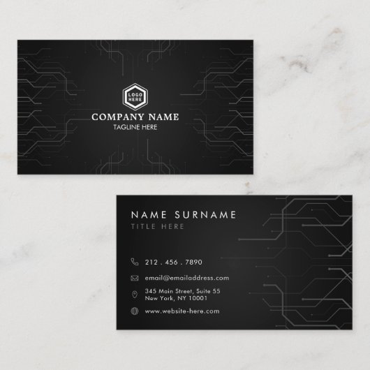 Futuristische Abstracte lijnen Grijze moderne tech Visitekaartje (Voorkant / Achterkant)