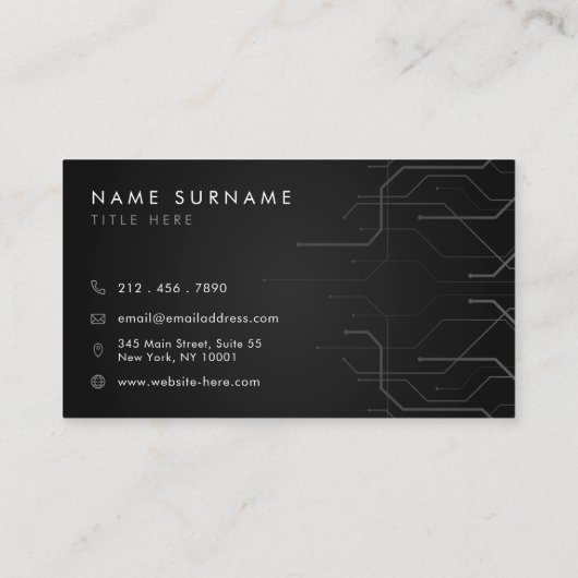 Futuristische Abstracte lijnen Grijze moderne tech Visitekaartje (Achterkant)