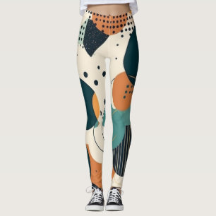 Futuristische Abstracte Navy Koraal Teal Organisch Leggings