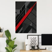 Futuristische Abstracte Rood Zwart Poster (Thuiskantoor)