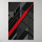 Futuristische Abstracte Rood Zwart Poster (Voorkant)