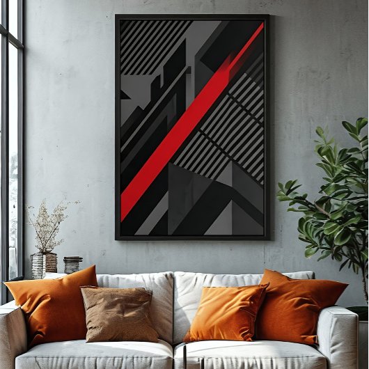 Futuristische Abstracte Rood Zwart Poster