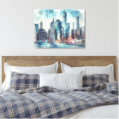 Futuristische abstracte van New York City  Canvas Afdruk (Insitu (Slaapkamer))