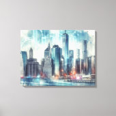 Futuristische abstracte van New York City  Canvas Afdruk (Voorkant)