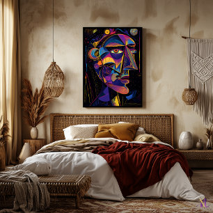 Futuristische Abstracte visie – Neon kubistisch po Poster