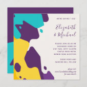 Futuristische Abstracte Wijnrood Turquoise Trouwka (Voorkant / Achterkant)