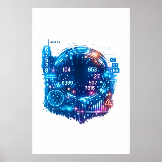 Futuristische AI-data-hoofdposter – Cybertech Poster (Voorkant)