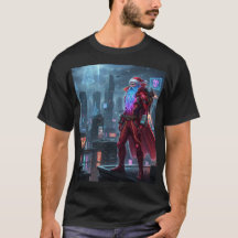 Futuristische AI Kerstman Nieuwjaar 2026 T-shirt