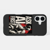 Futuristische AI Robot Humanoïde Tech Design iPhone 16 Hoesje (Achterkant horizontaal)