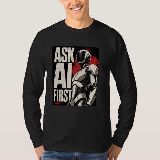 Futuristische AI Robot Humanoïde Tech Design T-shirt (Voorkant)