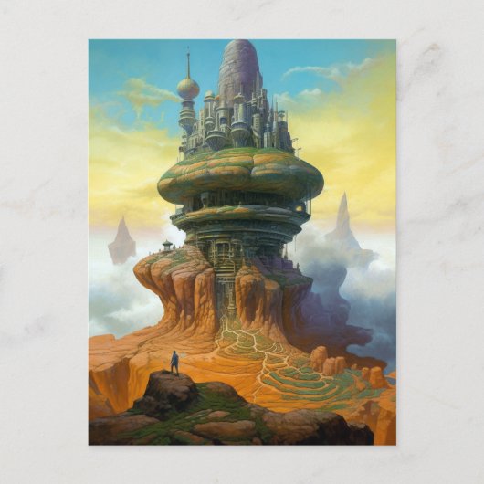 Futuristische Alien City Sci-Fi Art Briefkaart (Voorkant)