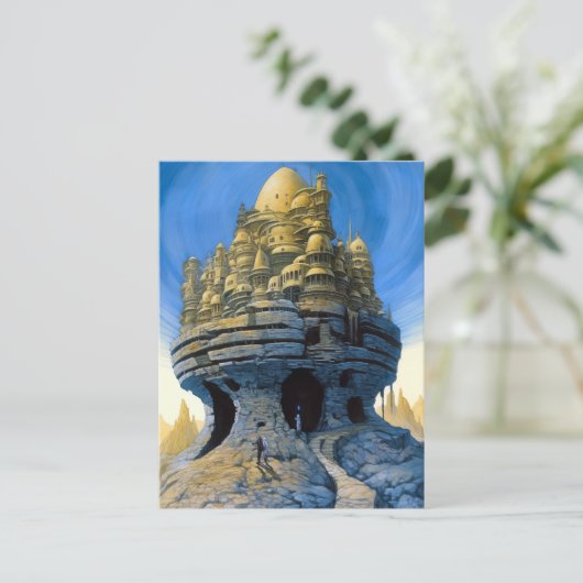 Futuristische Alien City Sci-Fi Art Briefkaart (Staand voorkant)