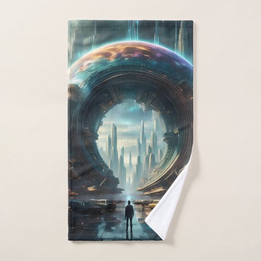 Futuristische Alien Planet Portal met Magic Gate Bad Handdoek (Handdoek)