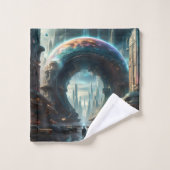 Futuristische Alien Planet Portal met Magic Gate Bad Handdoek (Wasdoekje)