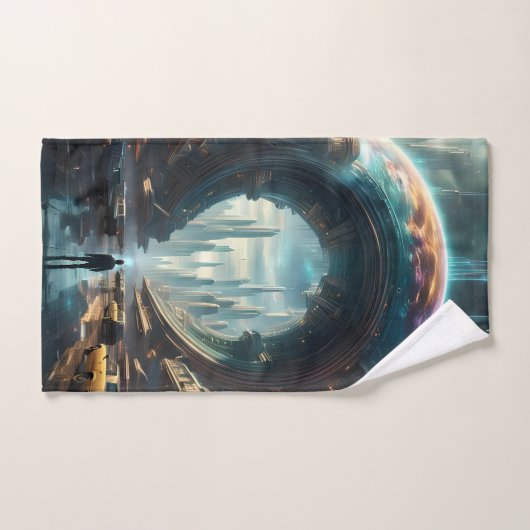Futuristische Alien Planet Portal met Magic Gate Bad Handdoek (Handdoek)
