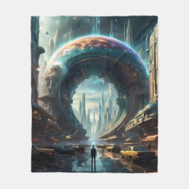 Futuristische Alien Planet Portal met Magic Gate Fleece Deken
