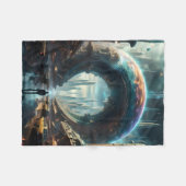 Futuristische Alien Planet Portal met Magic Gate Fleece Deken (Voorkant (Horizontaal))