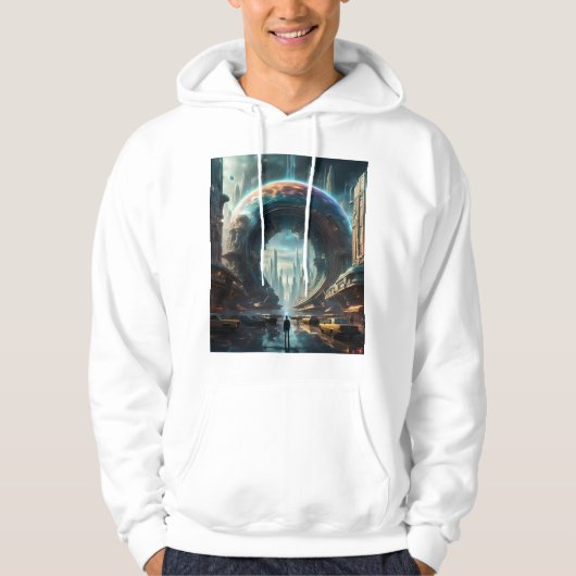 Futuristische Alien Planet Portal met Magic Gate Hoodie (Voorkant)