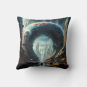 Futuristische Alien Planet Portal met Magic Gate Kussen (Achterkant)