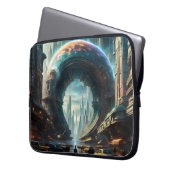 Futuristische Alien Planet Portal met Magic Gate Laptop Sleeve (Voorkant Links)