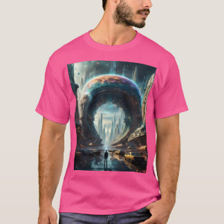 Futuristische Alien Planet Portal met Magic Gate T-shirt