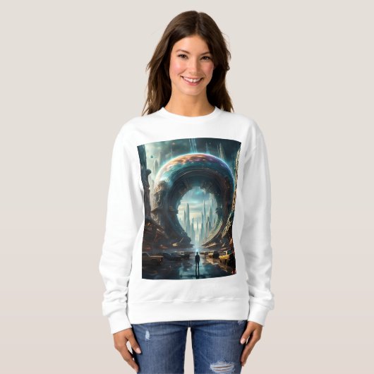 Futuristische Alien Planet Portal met Magic Gate Trui (Voorkant volledig)