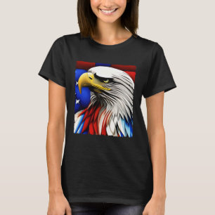 Futuristische Amerikaanse Bald Eagle USA Vlag 4th T-shirt