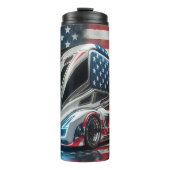 Futuristische Amerikaanse vlag bus Thermosbeker (Voorkant)